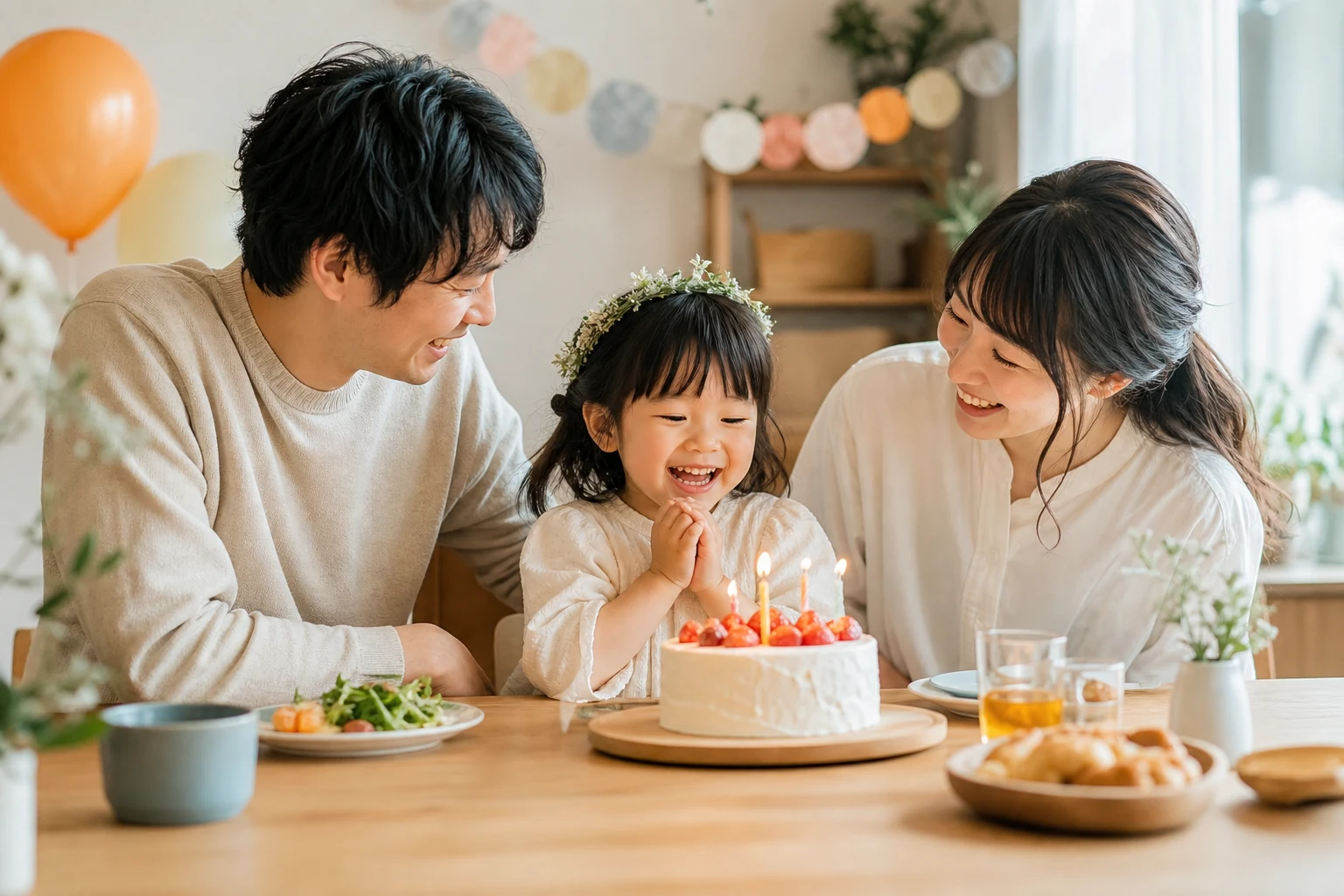 誕生日を祝う家族